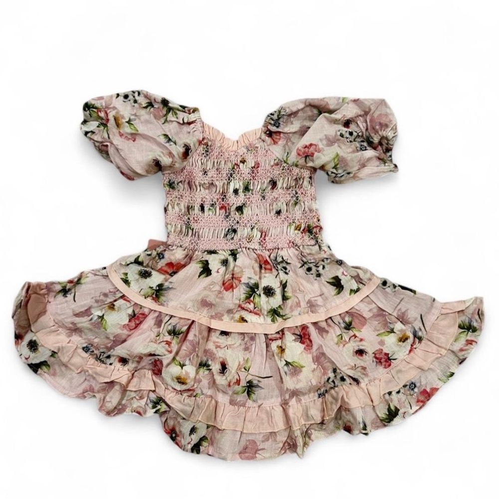 NWT Ivy City Co Mini Roselyn Pink Dress SIZE 12-18 mo Puff sleeve Cotton Linen - Picture 3 of 7